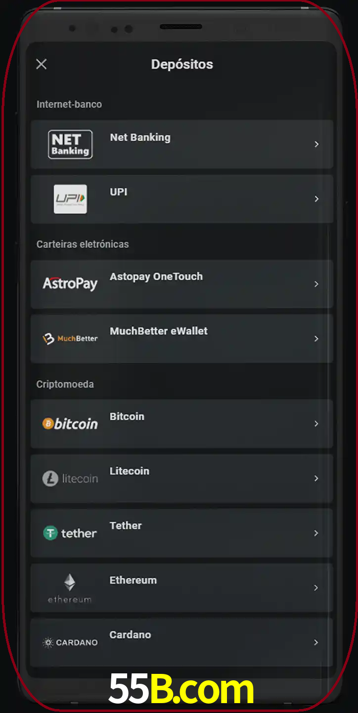 Você pode usar métodos alternativos de depósito.